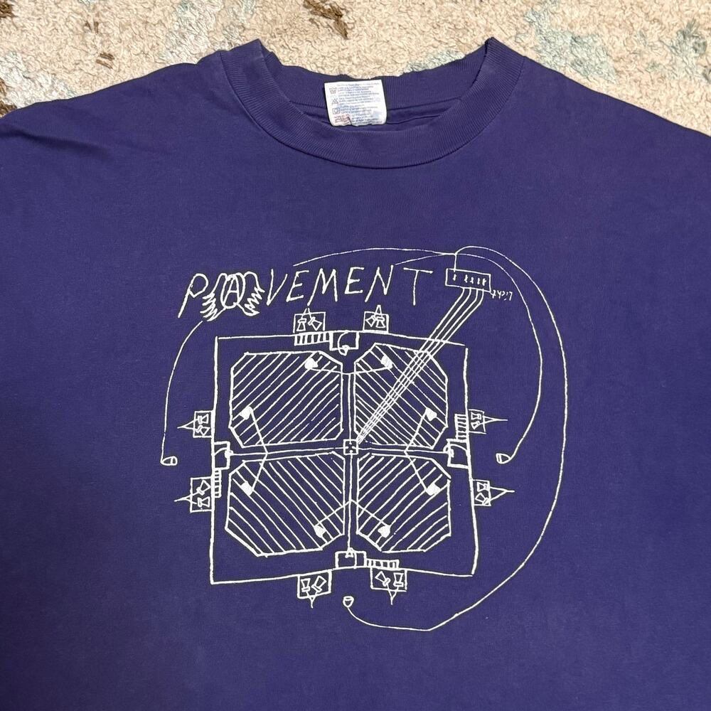 Vintage 90s Pavement Stage Plot Schematics Shirt Size XL Indie Rock Band Tee